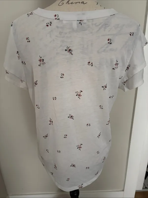 C&C California Large White Tee with Pink and Brown Floral Print - Image 3