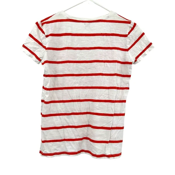 Madewell size XXS red white striped short sleeve t-shirt‎ v neck top shirt tee - Image 2