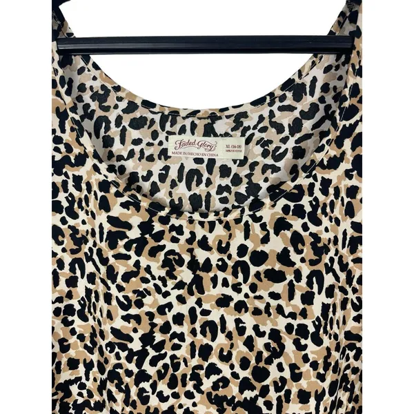 Faded Glory Sleeveless Semi Sheer Animal Cheetah Print Top XL - Image 4