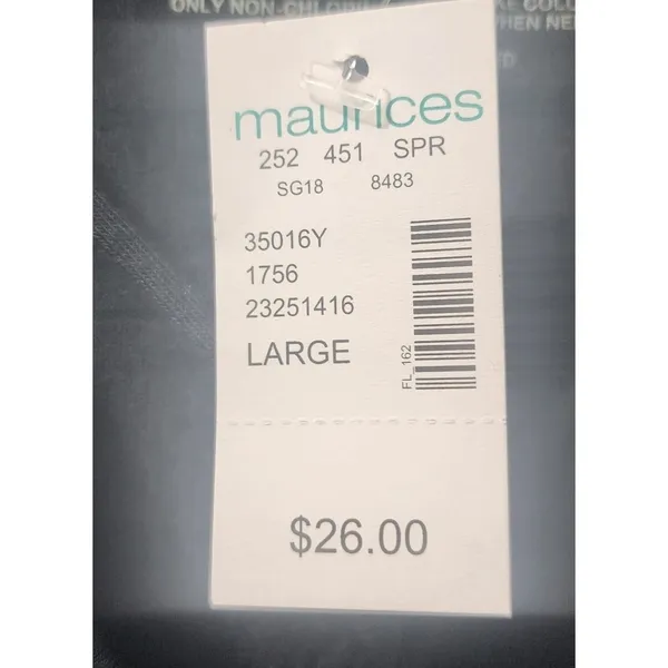 Maurices 24/7 Top Blouse Striped Faux‎ Wrap Elbow Sleeve Black White L - Image 4