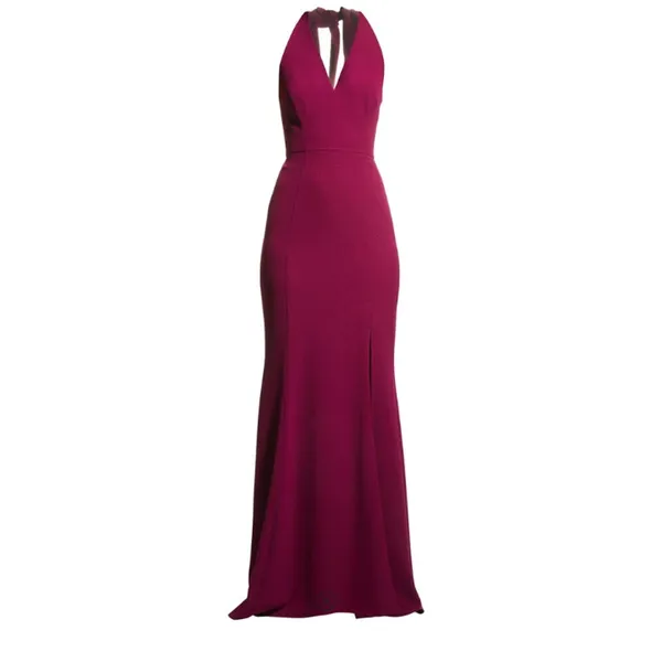 NWT Dress The Population Shiloh Tie Back Halter Dress in Dark‎ Magenta - Image 2