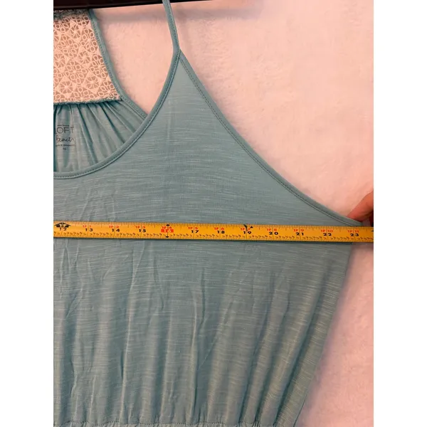 Ann Taylor Loft‎ Beach Maxi Dress Aqua Blue Crochet Racerback Slub Knit NWT 16 - Image 5