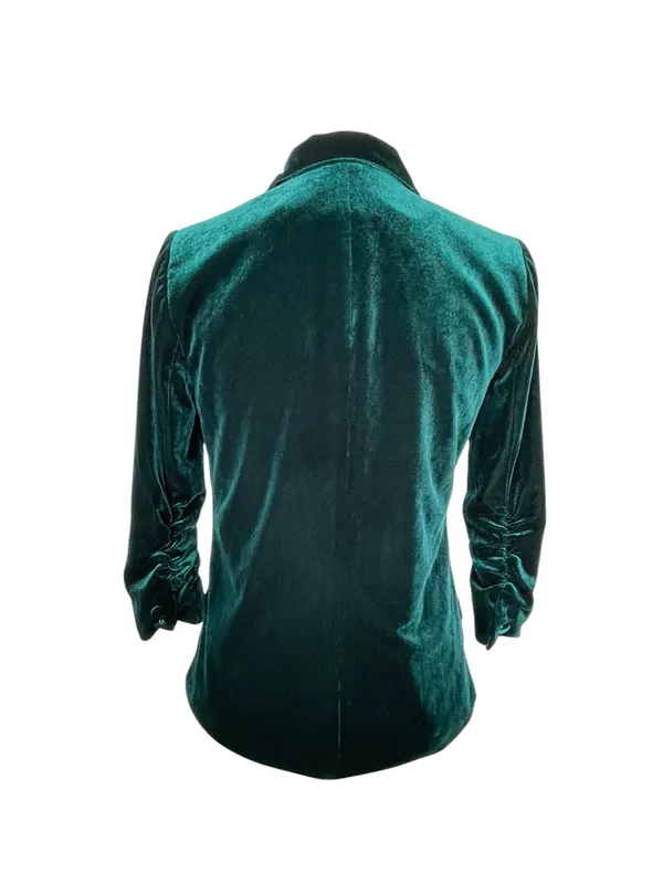 Skies are blue Velvet Ruched Sleeves Blazer Women’s Size XS Holidays Christmas - Image 4
