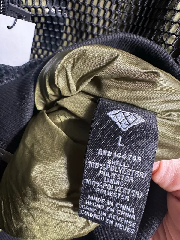 N24. NWT X-CVLT Collection 1 Black Mesh Bomber Jacket Olive Lined Goth Y2K Size L #bomber - Image 4