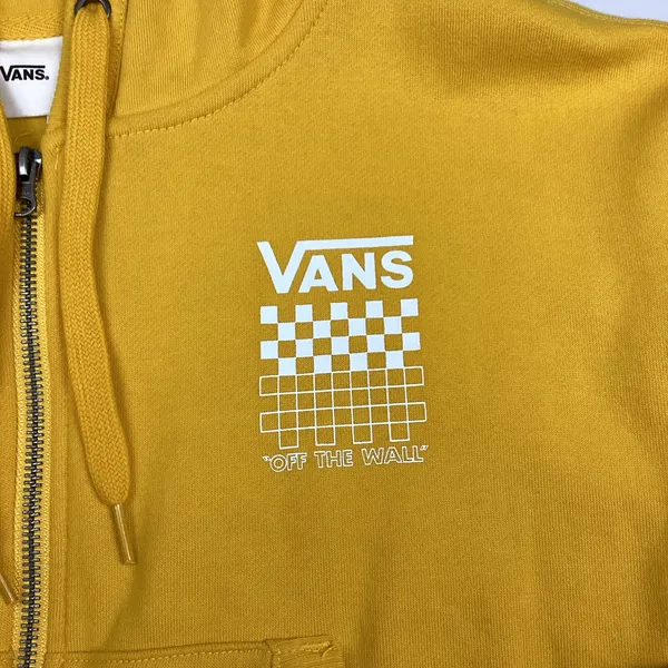 Vans Off The Wall Cropped Full Zip Hoodie Sweatshirt Mustard Yellow Size Medium NEW! - Image 3