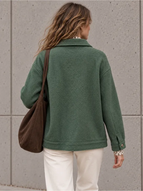 Joie Wool Blend Olive Green Chore Coat Large Oversized Scandi Workwear Jacket - Image 3