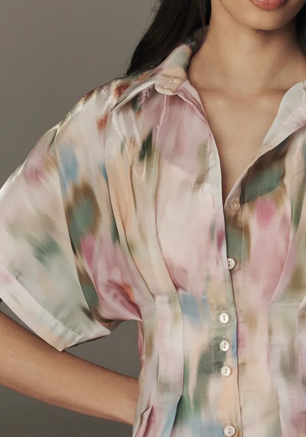 Anthropologie The Tobie Organza Mini Shirtdress by Exquise, Size M - Image 3