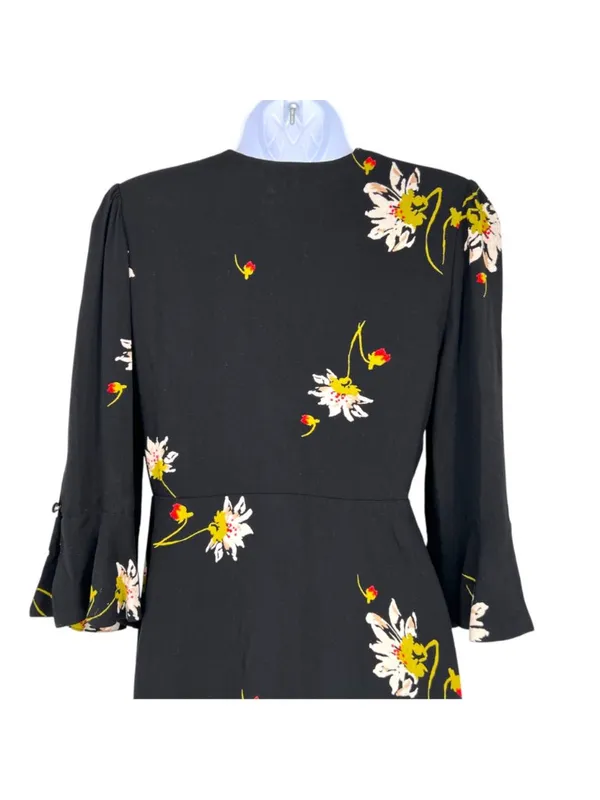 Free People Time On My Side Floral Wrap Mini Dress Black Whimsygoth Size XS - Image 5