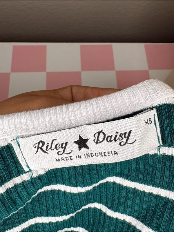 Riley daisy green preppy stripped long sleeve casual everyday y2k white XS - Image 4