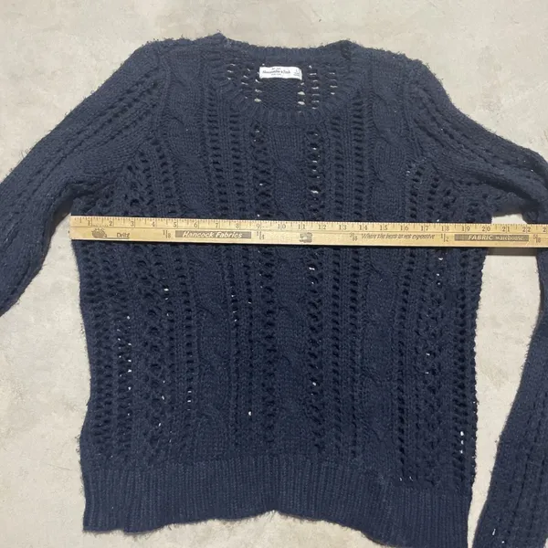 Y2K Babydoll Abercrombie Fitch Women's SZ L Navy Sweater Indie Sleaze Knit VTG - Image 4