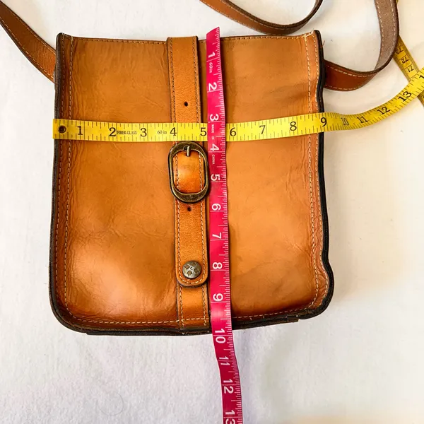 Patricia Nash Venezia Purse Tan Italian Leather Pouch Slim Crossbody Bag Vintage - Image 5