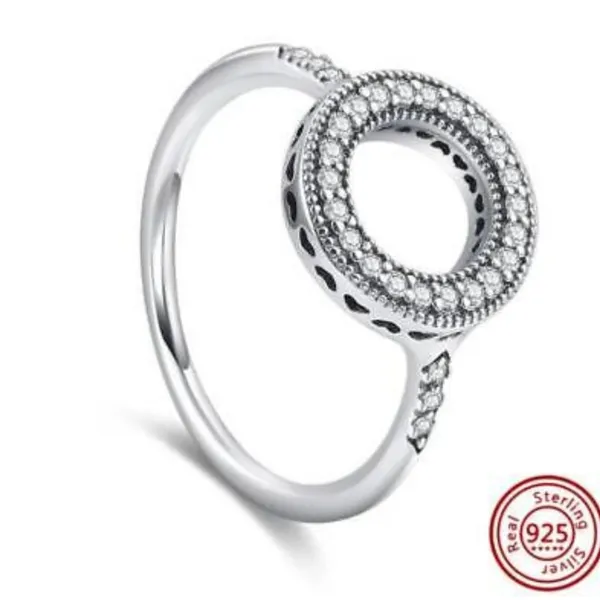 Boutique NEW‎ Women's Halo Heart Pave Simulated Diamond 925 Sterling Silver Ring Size 6 - Image 2