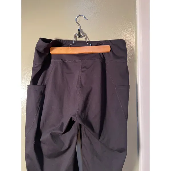 Baleaf Women's Size Large Cropped Wide Leg Leggings Side Pockets Black High Rise - Image 6