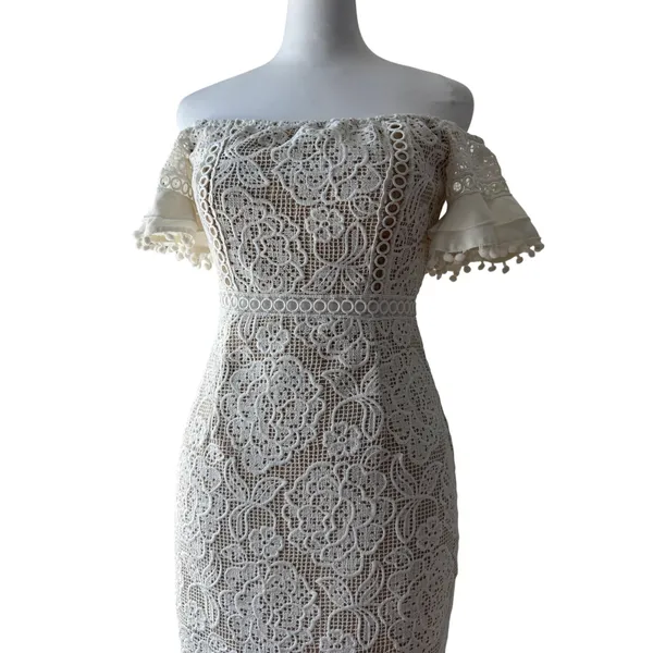 Twosisters the Label Erica White Lace Off the Shoulder Mermaid Midi Dress - Image 8