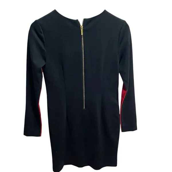 Michael Kors 2 Red Black‎ Colorblock Sheath Dress Long Sleeve Career Stretch - Image 4