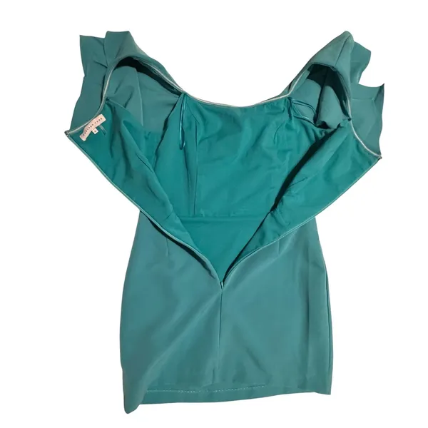 Endless Rose‎ Teal Blue Off The Shoulder Ruffle Mini Dress Cocktail Party Size S - Image 7