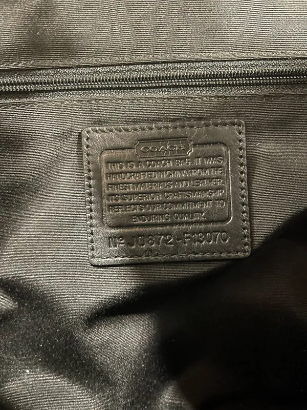 Vintage COACH Hamptons Signature Logo Satchel Bag F13070 Black/Gray Turn Lock - Image 6