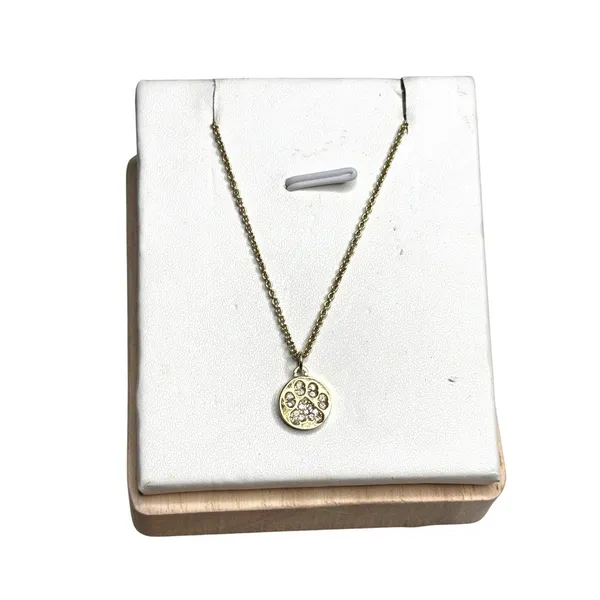 Spartina Gold Tone Paw Print Pendant Necklace With Crystal Accents - Image 2