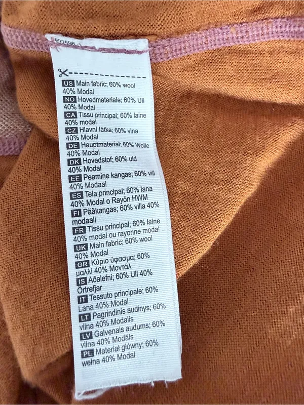 Kari Traa Floke Long Sleeve Base Layer Gold Rust Wool Top size medium Brown - Image 8