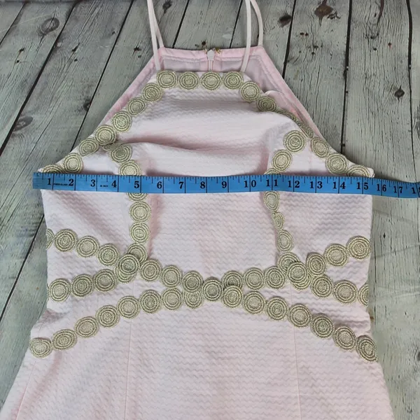 Lilly Pulitzer Pearl Shift Dress Paradise Tint Pink Gold Embroidery 28998 2 - Image 9
