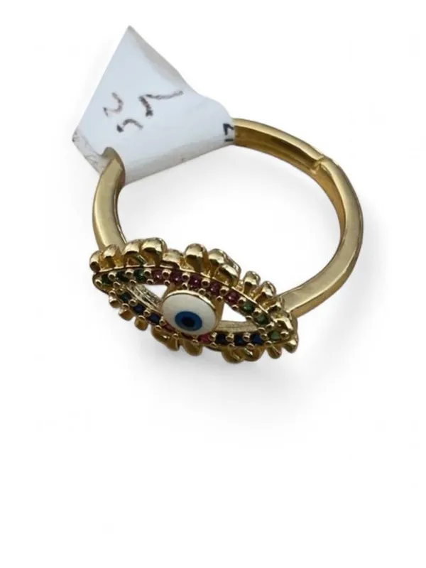 Evil Eye Ring with Multicolor Stones Gold - Image 3
