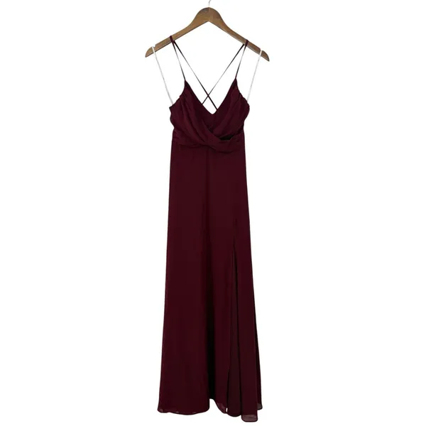 Lulus Event Ready Burgundy Backless Lace-Up Maxi Dress size XS EUC - Image 4
