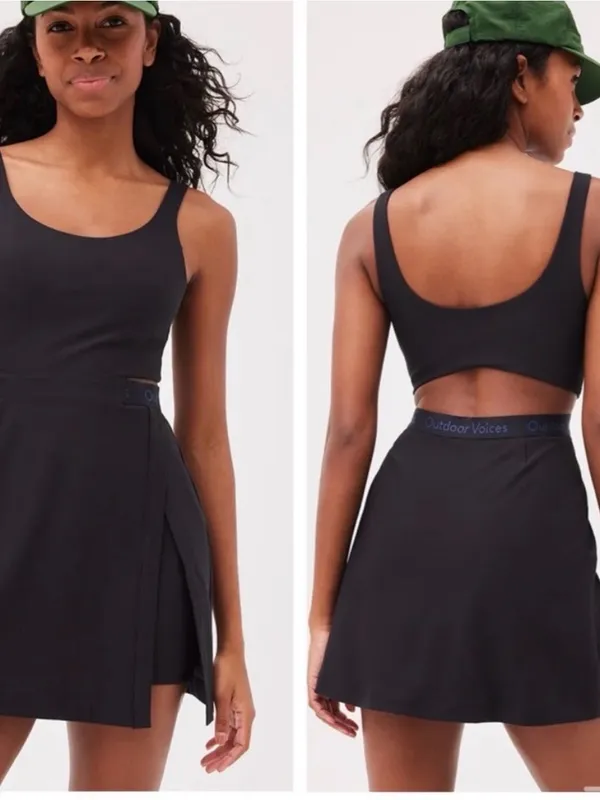 NWT Outdoor Voices Court Dress XS Black Cutout Tennis Skort Preppy Pickleball - Image 2