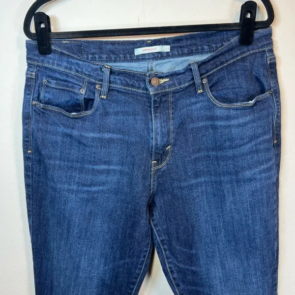 Levi's 515 Bootcut Jeans Dark Blue Denim Wash Mid Rise Zip Stretch Classic Sz 14 - Image 3
