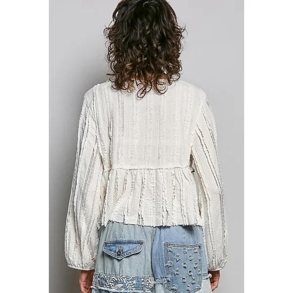 POL Square Neck Lace Long Balloon Sleeve Top - Medium‎ - Image 4