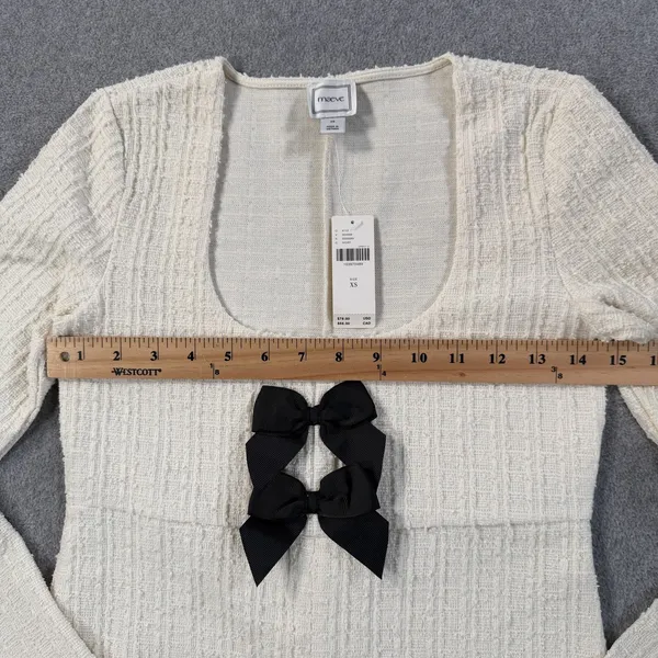 Maeve Anthropologie Women's X-Small Double-Bow Scooped Split Front Top Cream New - Image 8