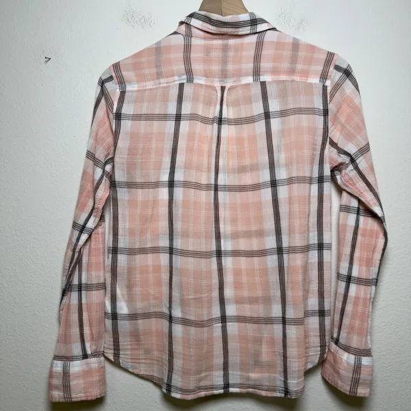 Lauren Ralph Lauren Women Cotton Button‎ Up Top Small Pink Plaid Preppy - Image 4