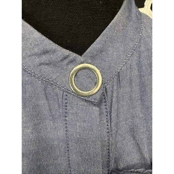 Zara Basic Chambray Ruffle Button Front Blouse Women’s XS Blue Long Sleeve EUC - Image 3