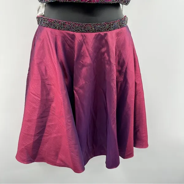 Sherri Hill‎ Burgundy Maroon Beaded Two Piece Homecoming Mini Dress Size 6 - Image 5