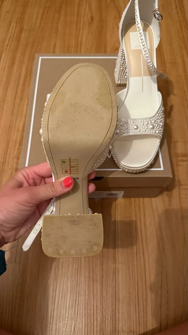 Dolce Vita Pandro Pearl True White Satin Heels - Image 7