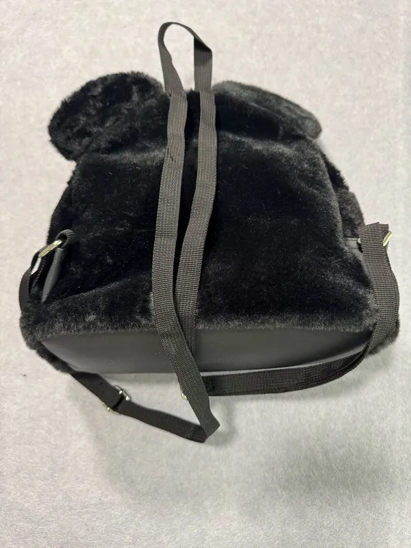 Disney Mickey Mouse Faux Fur Mini Backpack Black Red - Image 3