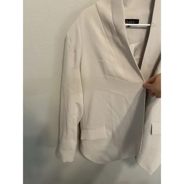 Quince Open Front Blazer Beige Size Small Minimalist Career Chic Sleek Business - Image 5