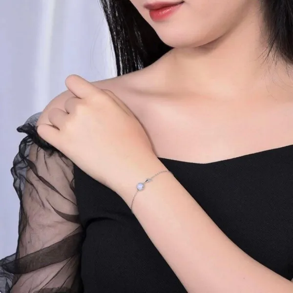 925 Sterling Silver Moonstone Charm Bracelet for Women - Image 5