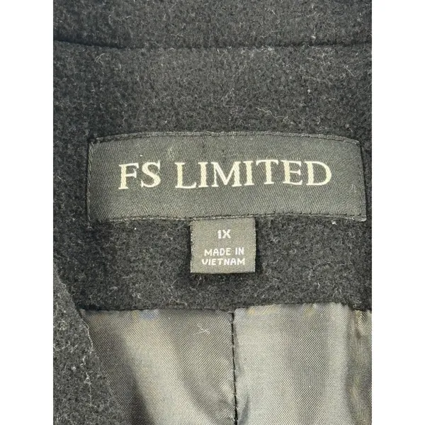 FS Limited Black‎ Wool Blend Pea Coat Mid-Length Jacket Womens 1X F-224 - Image 6