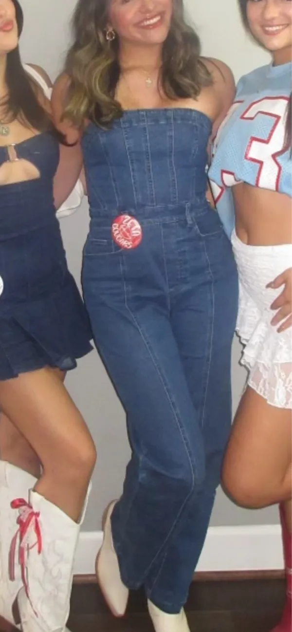 Forever 21 Denim Jumpsuit Strapless - Image 3