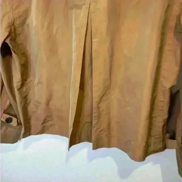 Per Se Brown Gold Cropped Y2K Trench Jacket Sheen‎ Snap Button Size 6 - Image 8