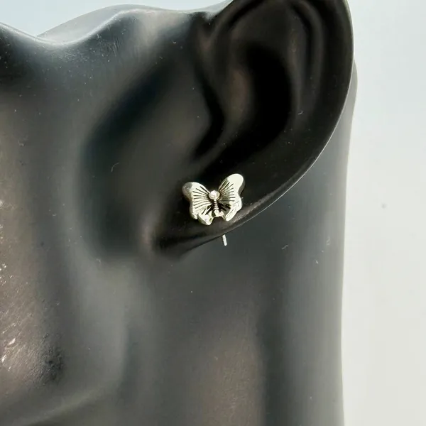Loris Gifts Butterfly Stud Earrings Silver Tone‎ Sensitive Ears Cute - Image 2