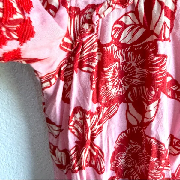 Anthropologie Vineet Bahl Womens Shirt l Pink Red Floral Embroidered Size Medium - Image 7