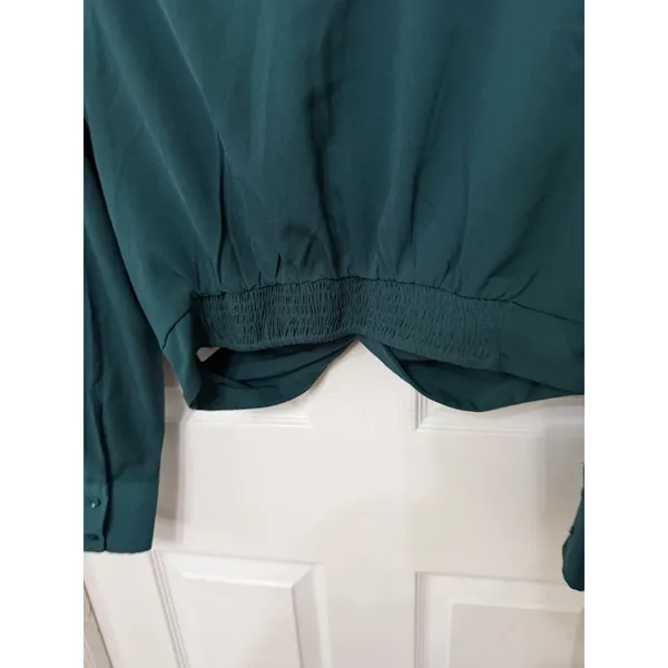 Abercrombie &‎ Fitch Womens Twist Front Crop Top Forest Green Long Sleeve L - Image 6