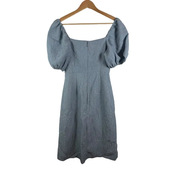 NWT Sachin & Babi Blue Floral Matelasse Puff Sleeve‎ Midi Dress Size 2 Coquette - Image 5