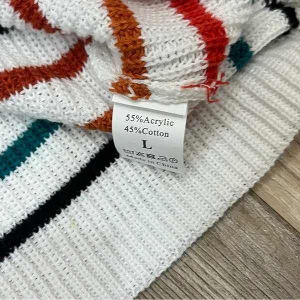 Boutique Colorful striped tank top size Large vneck sweater - Image 4