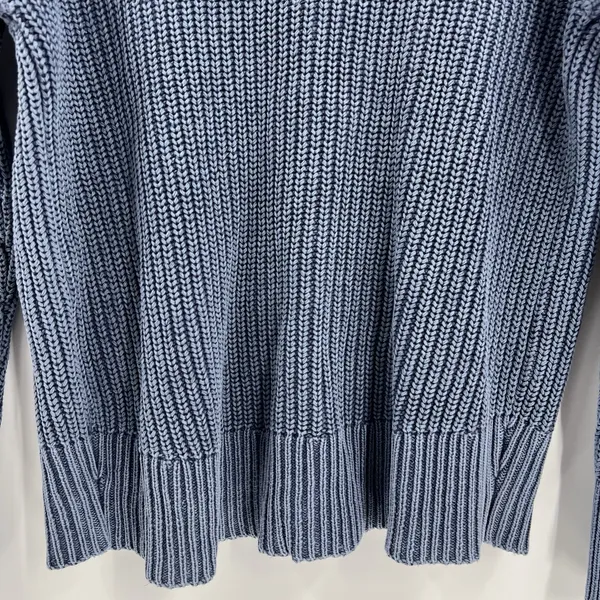 Aerie Sweater Women's Size XS Ribbed V-Neck Oversized Chunky‎ Knit Pullover Blue - Image 8