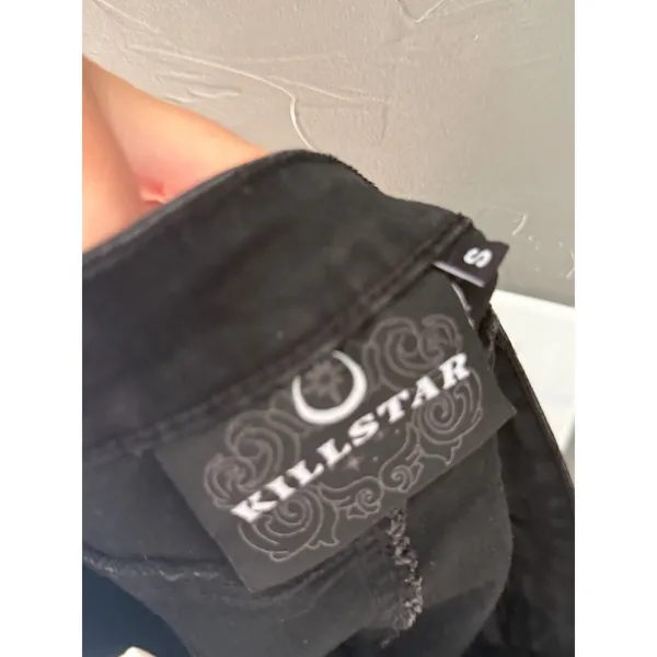 Killstar Womens‎ Black Distressed Witchy Patch Denim Shorts High Rise Small - Image 7
