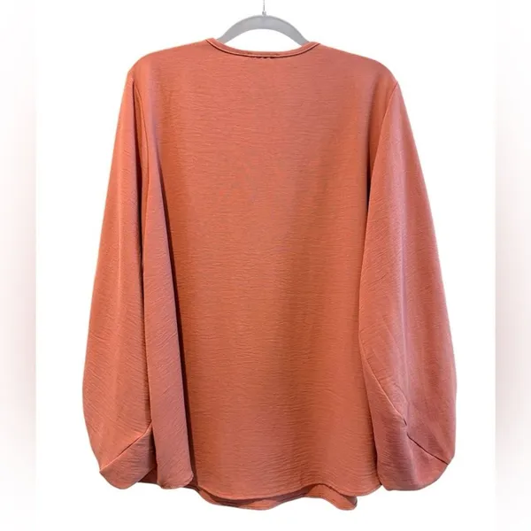 Jodifl Balloon Sleeve Blouse Terracotta Boho V-Neck Textured Top Womens‎ Medium - Image 4