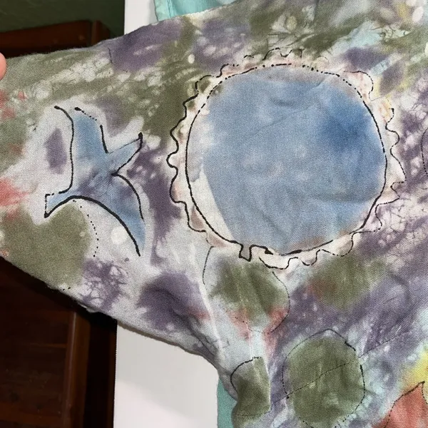 Vintage Artsy Hand dyed top watercolor painted style - Image 8