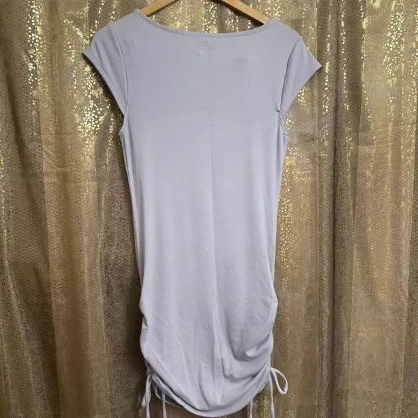 Free People Lavender Mini Ruched V neck Soft Comfy Dress Large - Image 2